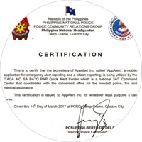 PNP Quick Response Center Certificate